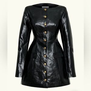 Faux leather mini dress -black New